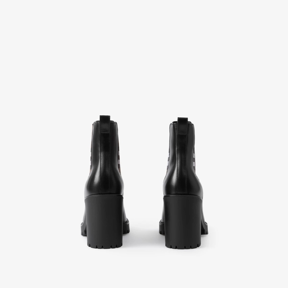Burberry Black Ankle Boots with Check Pattern - Picture 12 of 12
